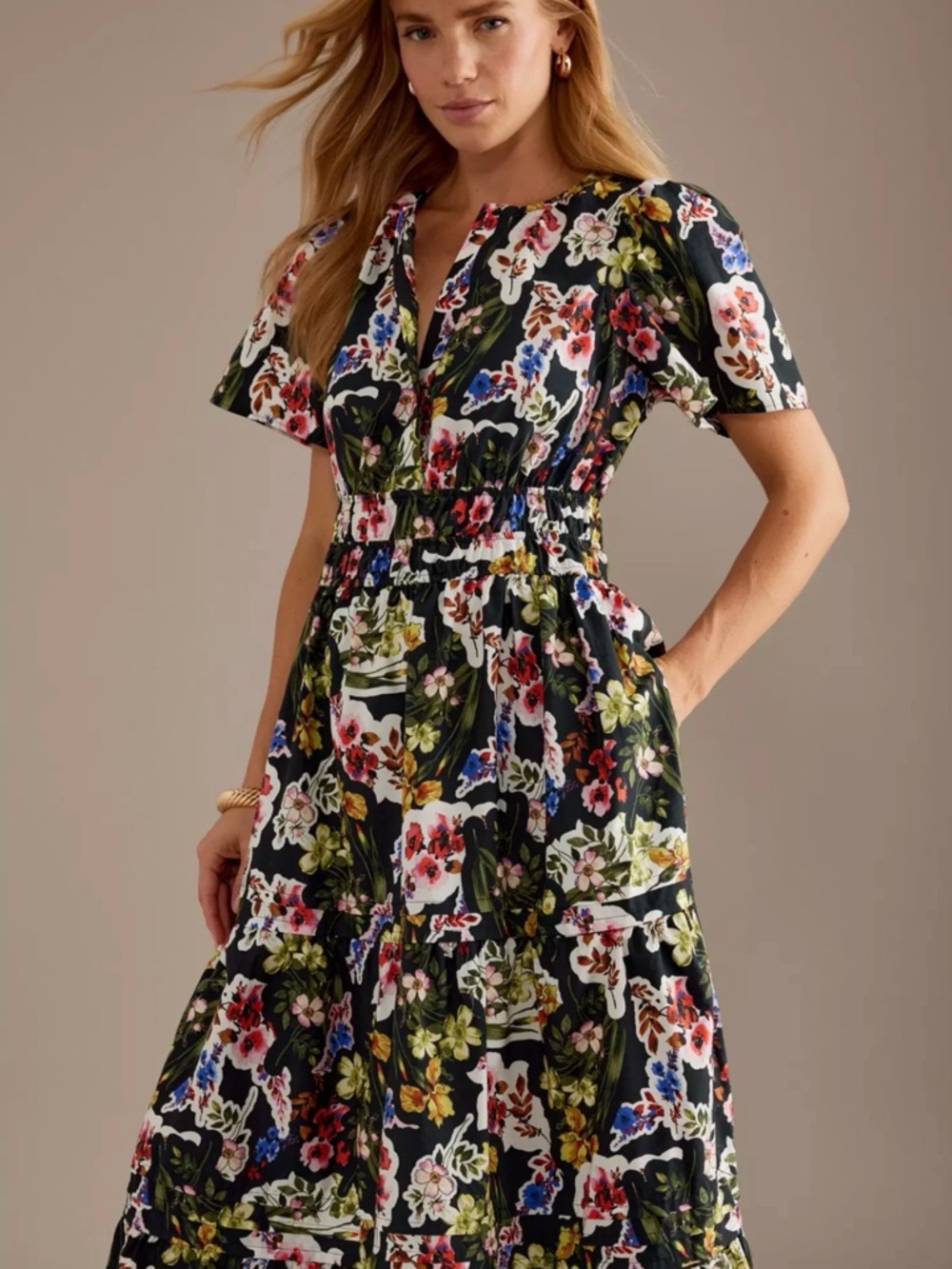 Anthropologie Somerset Maxi Black Floral Dress (3X) NWT
